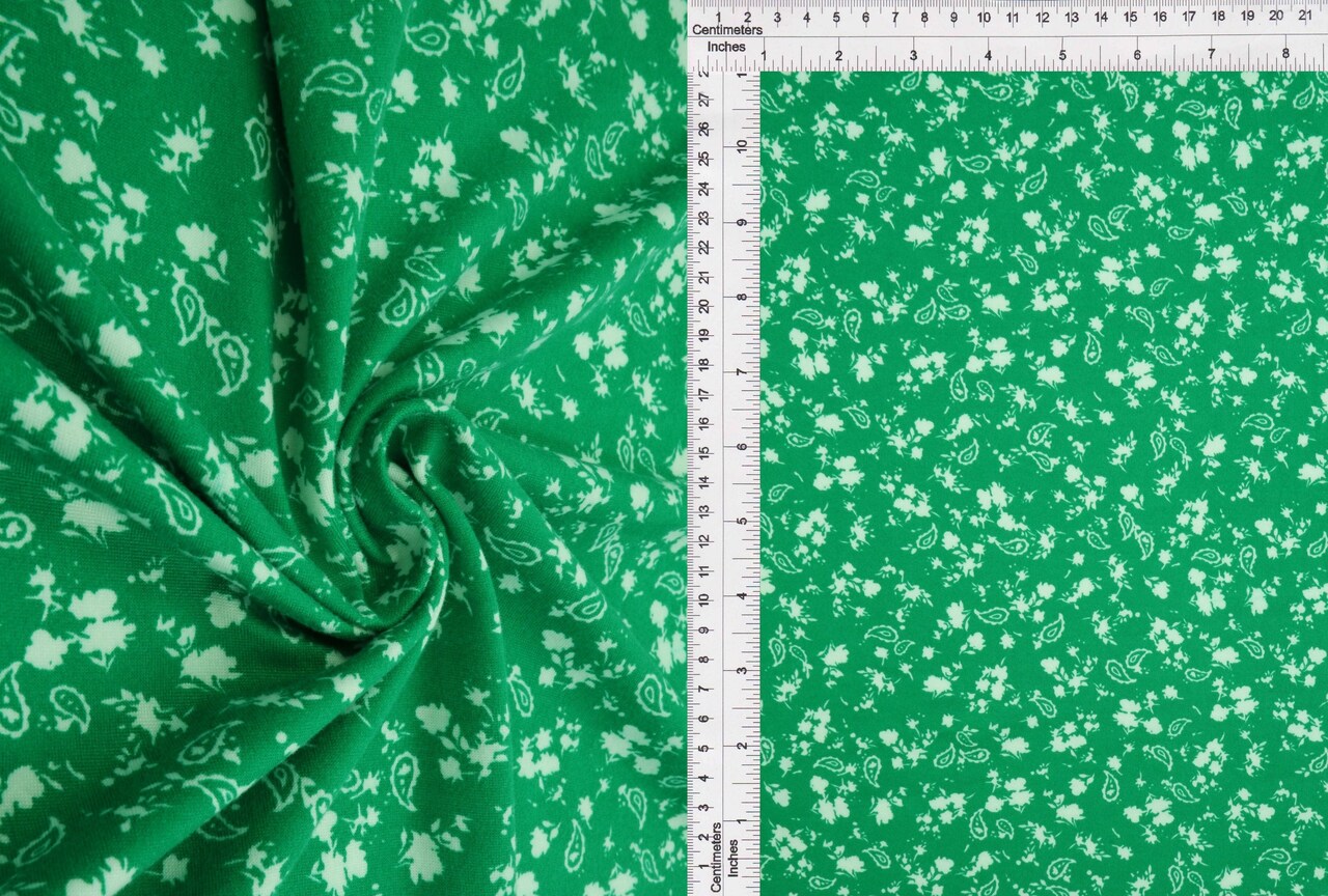 1 Yard Brushed DTY Floral Paisley Print Fabric 170 GSM, 58/60″ Wide Polyester Spandex Blend
